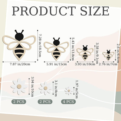 12 Pzas Arte Pared Abeja Miel Margarita Colgante