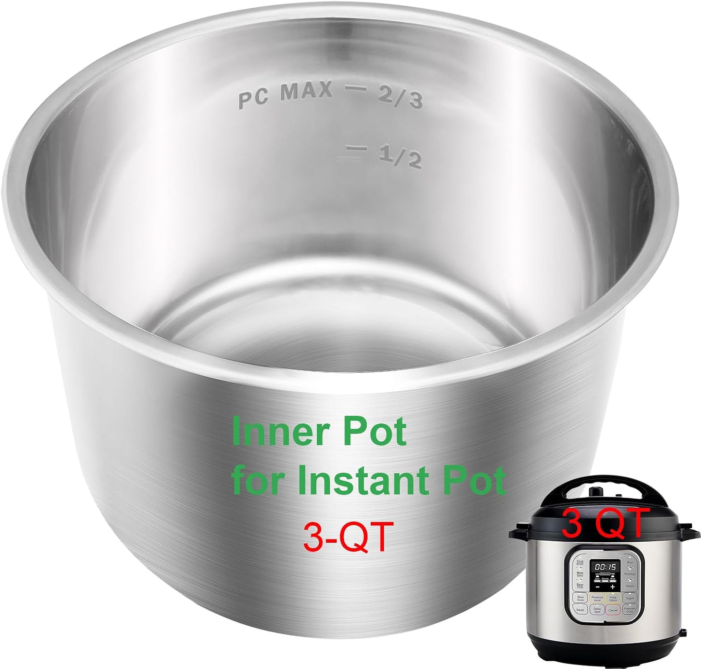 Olla interior acero inox 304 para Instantpot 3qt