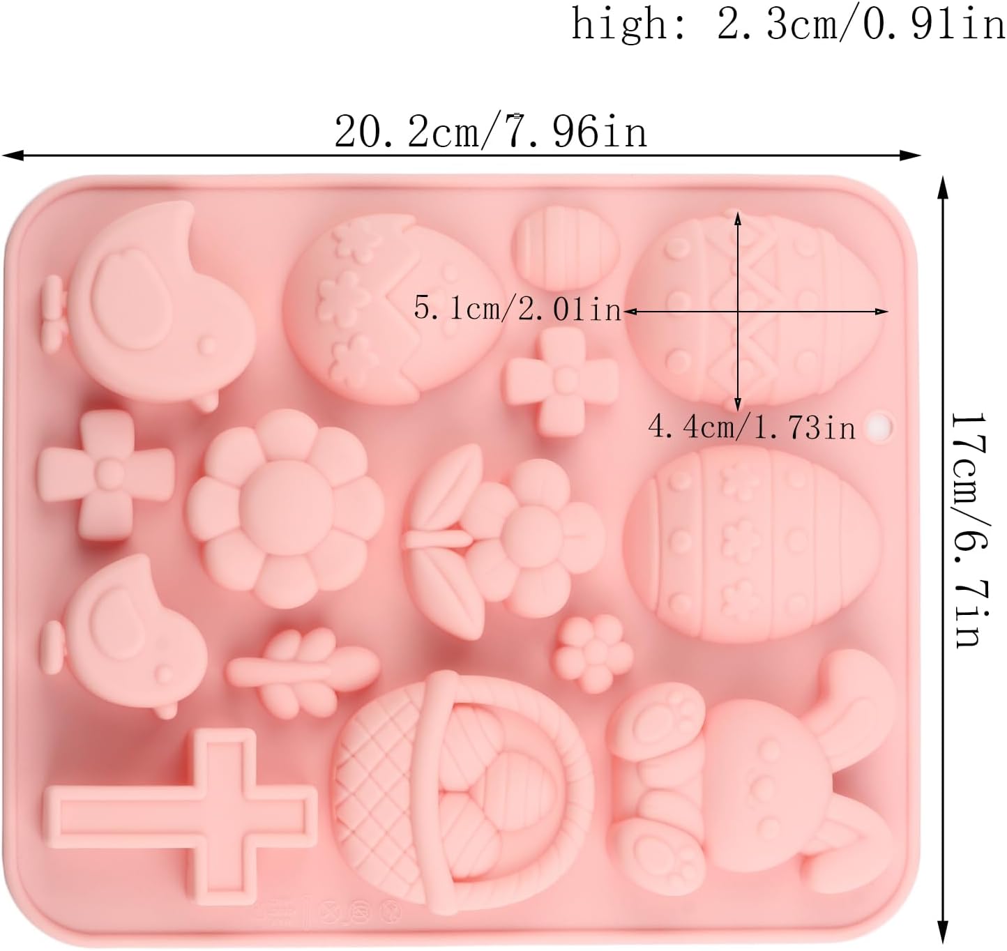 Moldes silicona dulces Pascua 15 cavidades cesta conejo