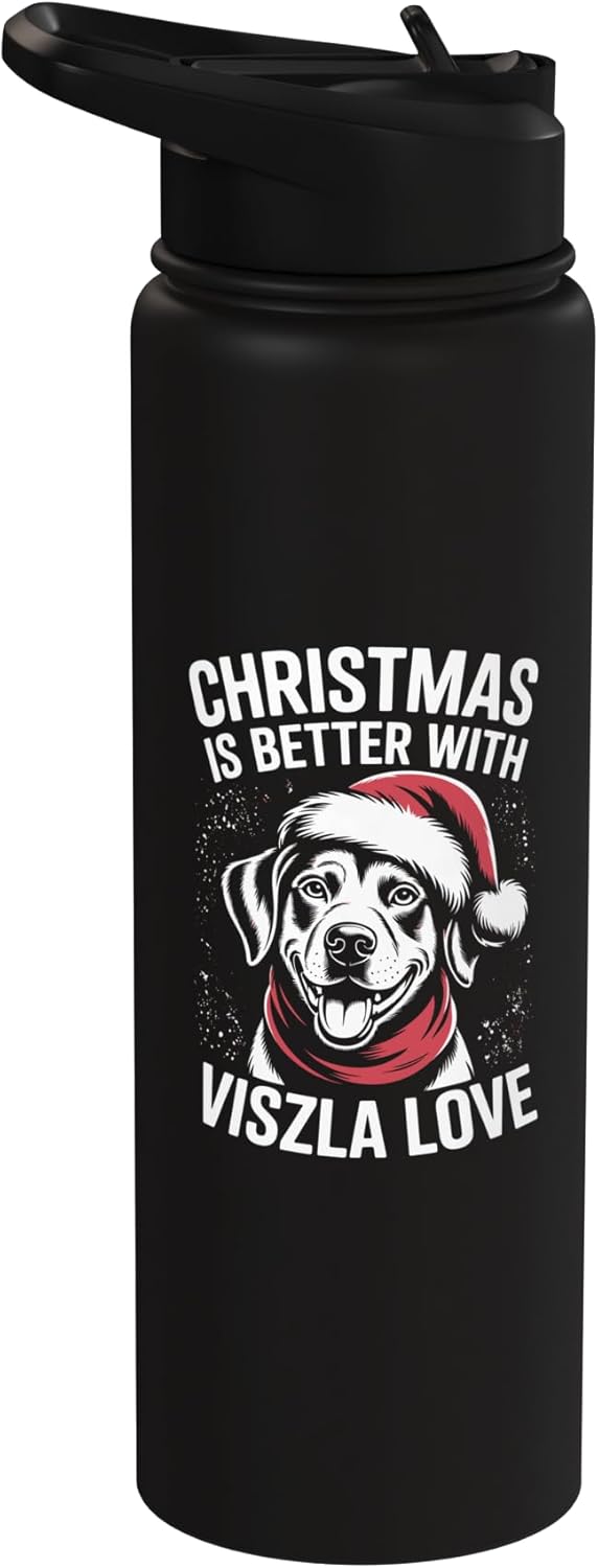 Botella de agua acero inoxidable con amor de vizsla para navidad