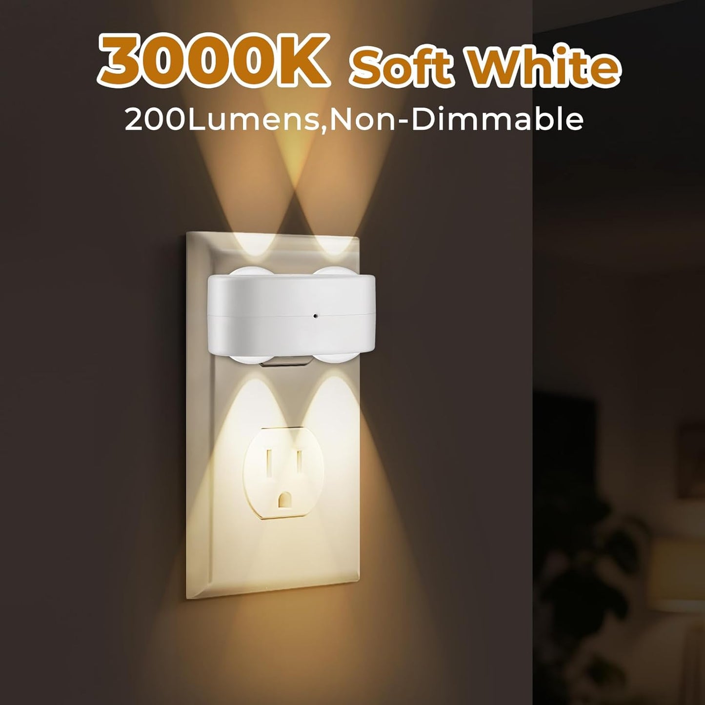 4 Luces LED Nocturnas Enchufables Sensor Luz 3000K