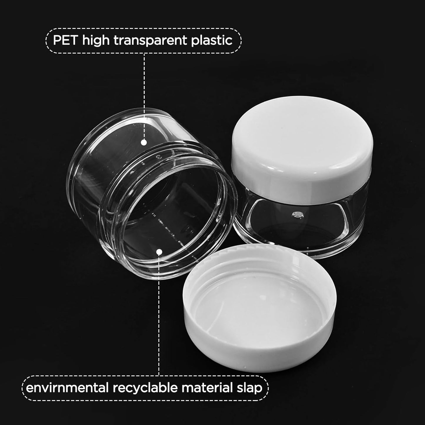 4 Tarros Plástico Transparente 1oz Con Tapas Almacenamiento Viaje