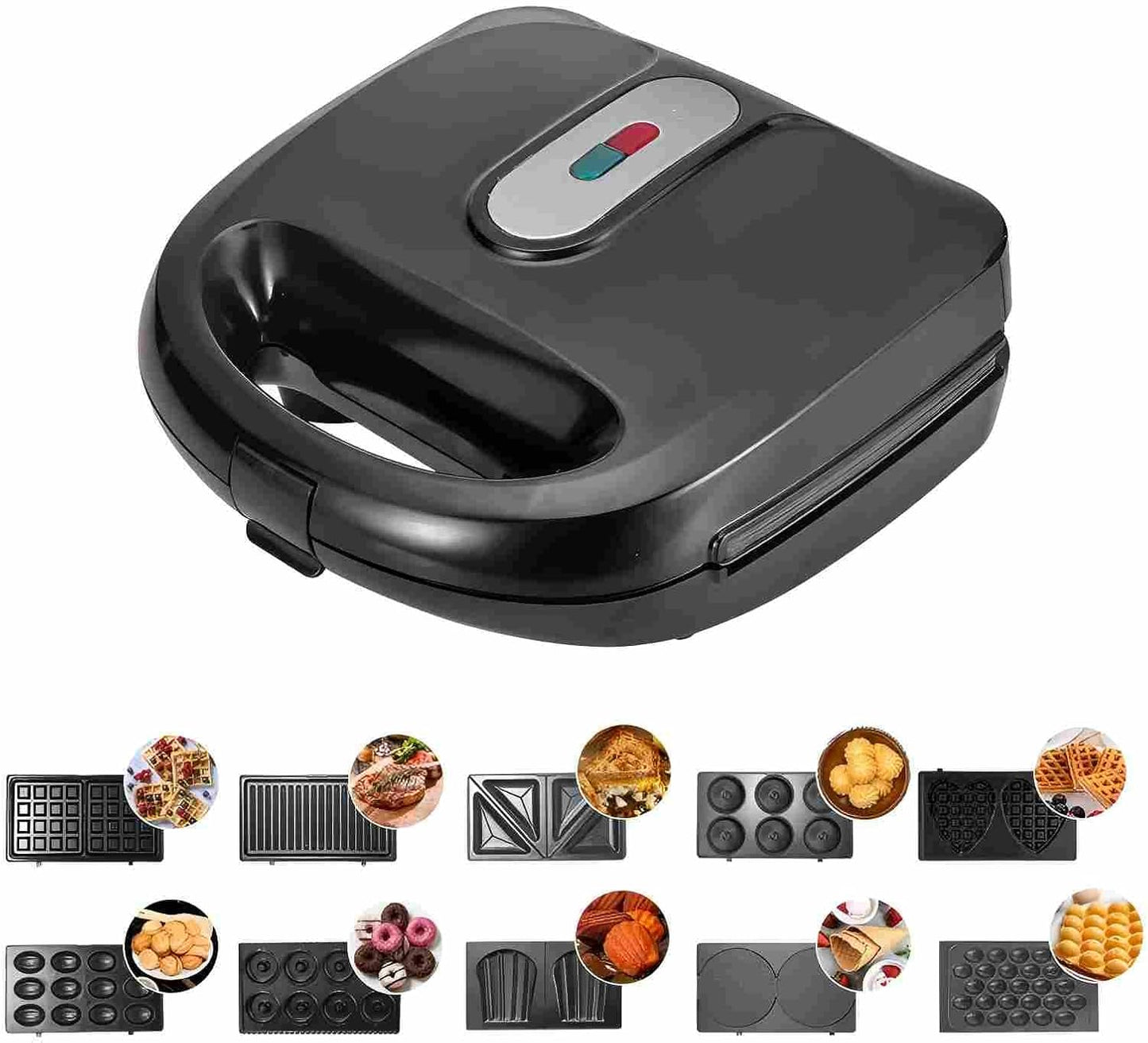 Sandwichera 750W 10en1 con paletas antiadherentes