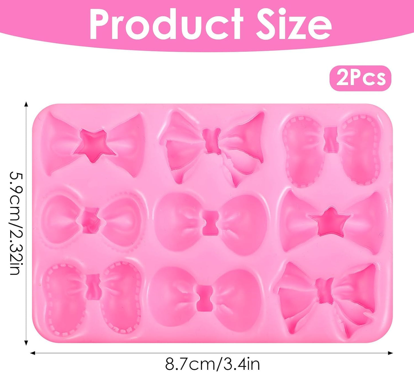 2 moldes para fondant de lazo reutilizables de silicona para dulces