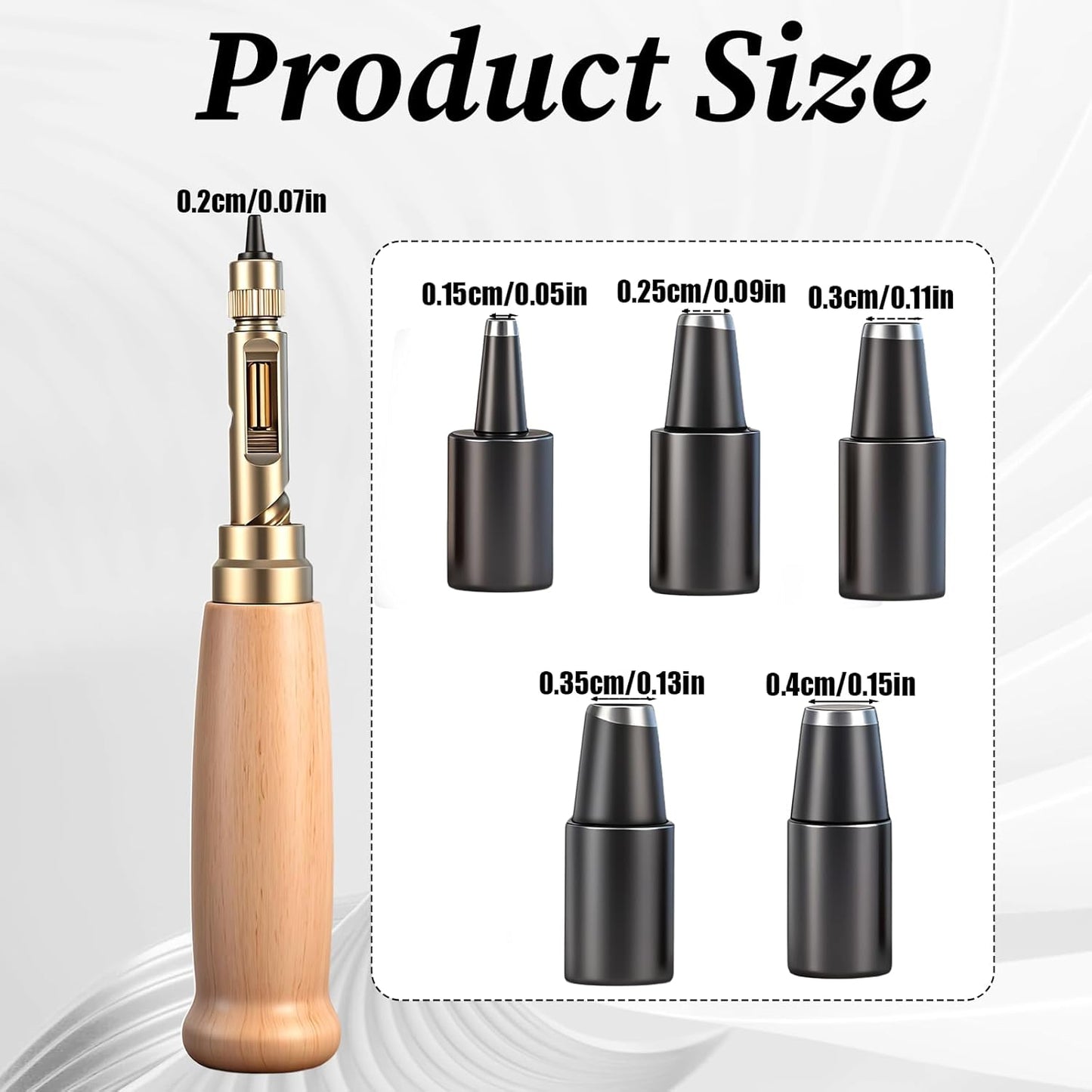 Perforador cuero ajustable con 6 puntas mango madera