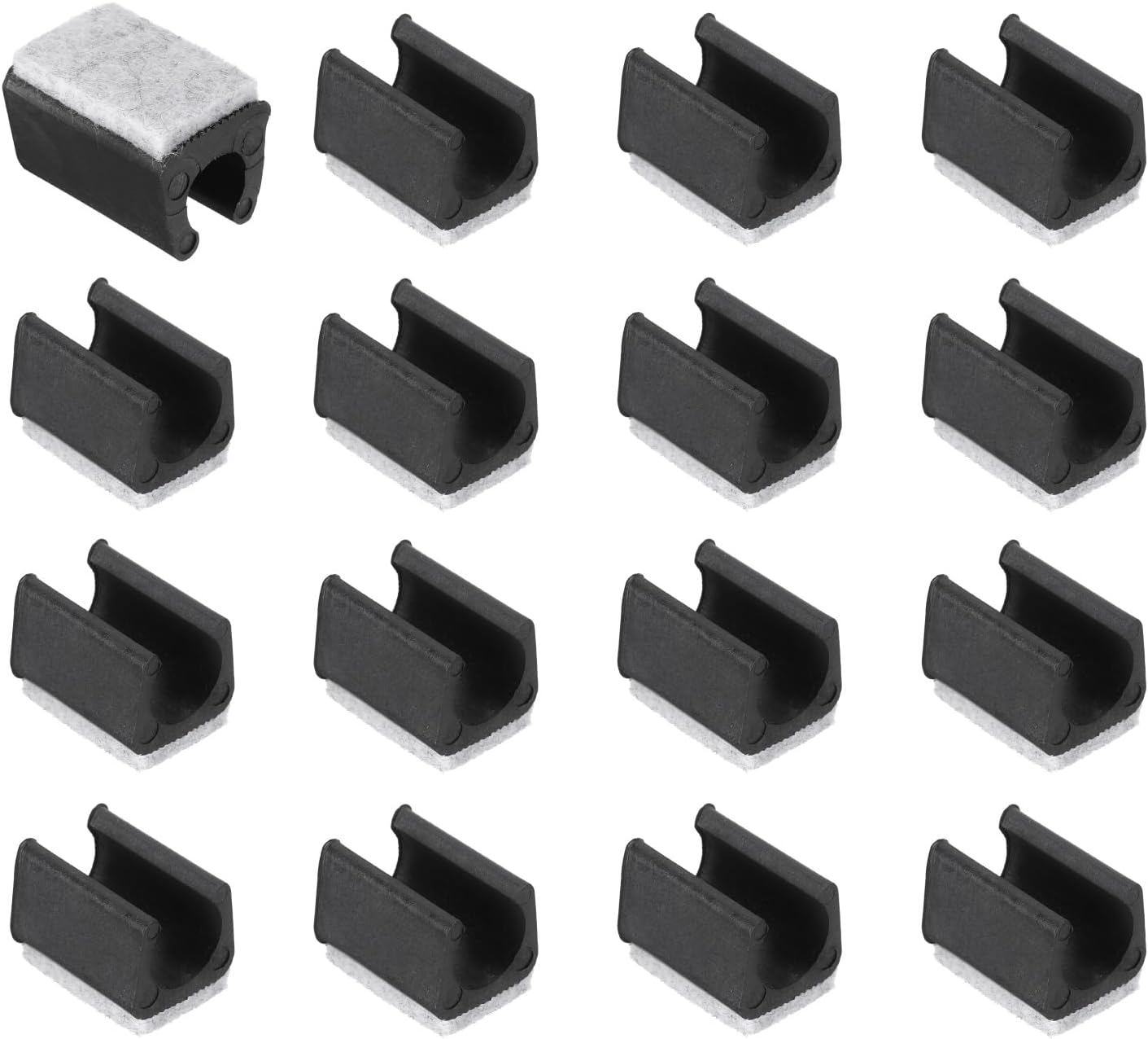 16 Tapas Rectangulares U para Patas Silla con Fieltro 0.551pulg