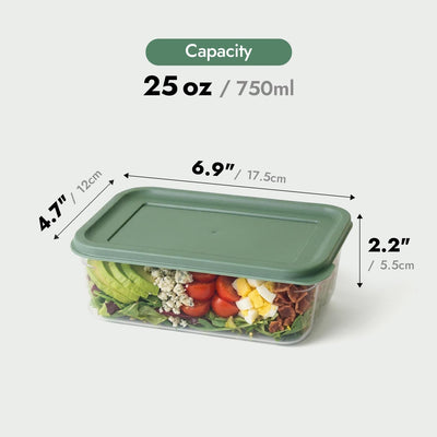 Contenedores rectangulares de almacenamiento de alimentos sin BPA, plástico reutilizable, 3.2 tazas
