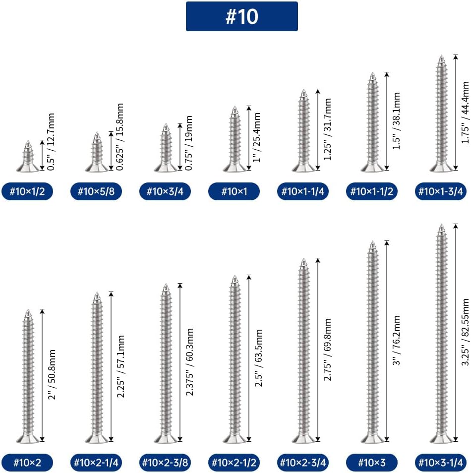 Tornillos Torx #10 x 3 acero inox set 30 pzas