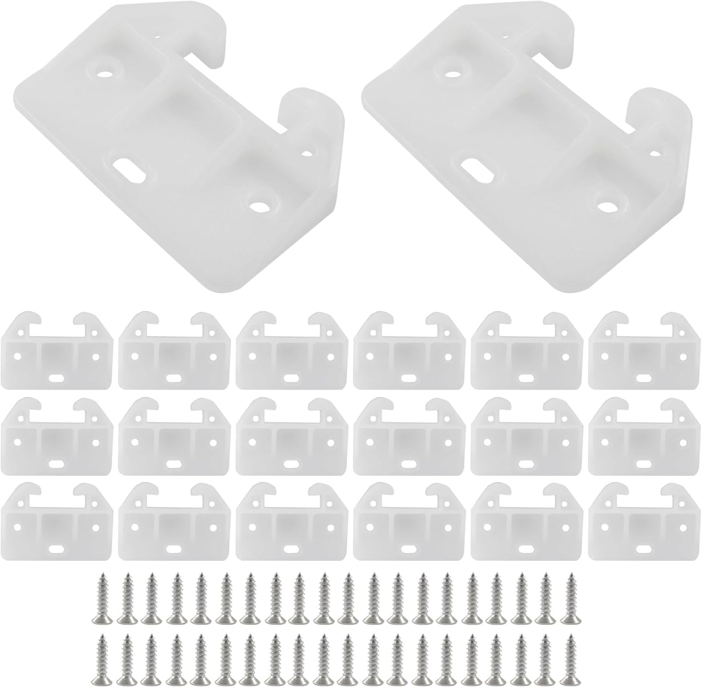 20 Guías Cajones Plástico Soportes Blancas Rieles
