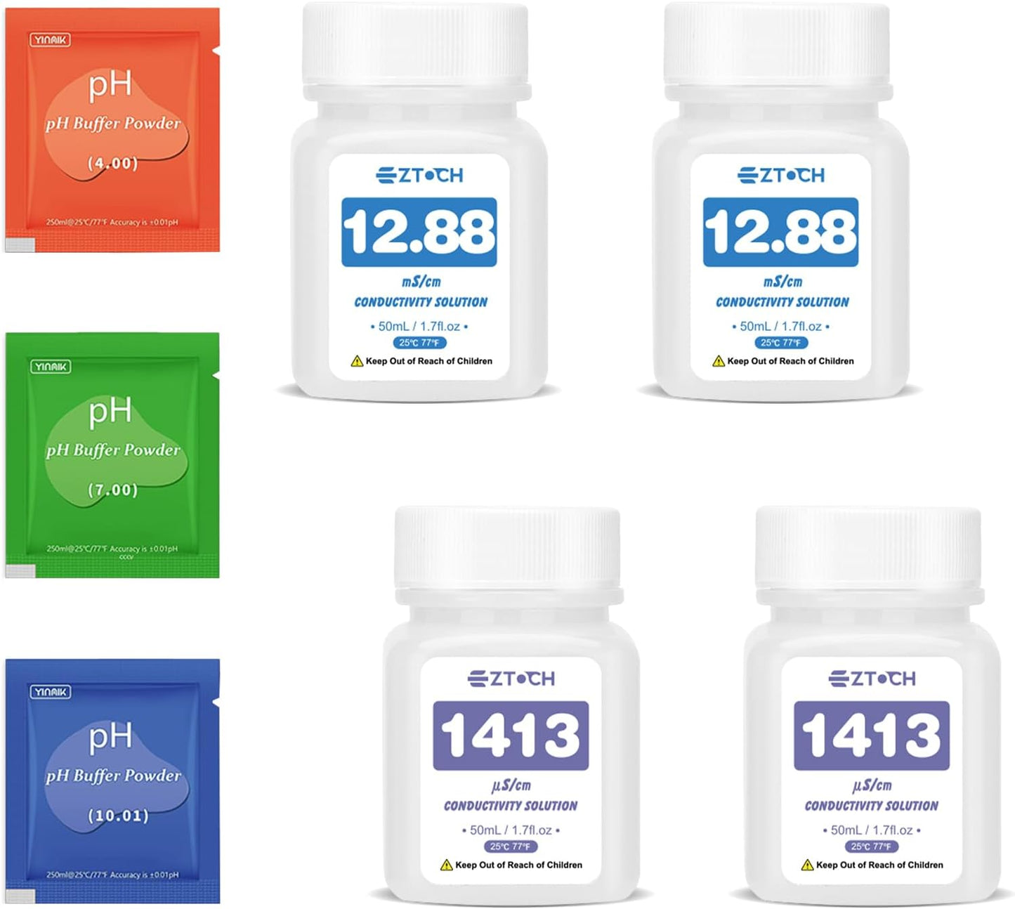 Medidor pH Cloro Salinidad EC TDS ORP con soluciones calibración
