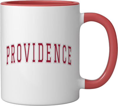 Taza de cerámica Providence Rhode Island Souvenir con texto rojo