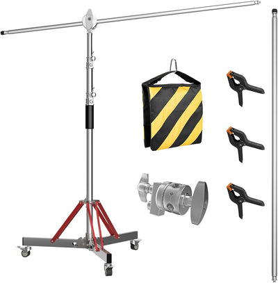 Soporte C acero inox altura ajustable 10pies base móvil con ruedas