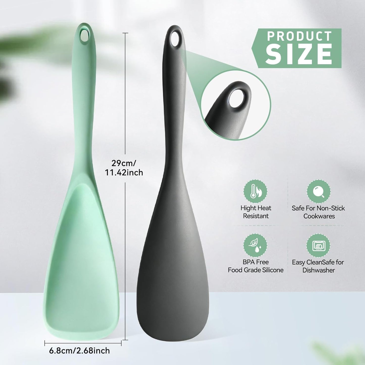 Set de 3 cucharas de silicona para cocina sin BPA