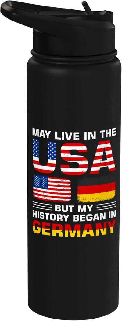 Botella de agua acero inoxidable con banderas Alemania y Estados Unidos
