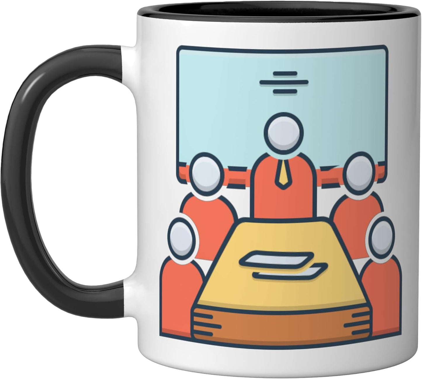 Taza Cerámica para Reuniones Oficina Negro/Blanco