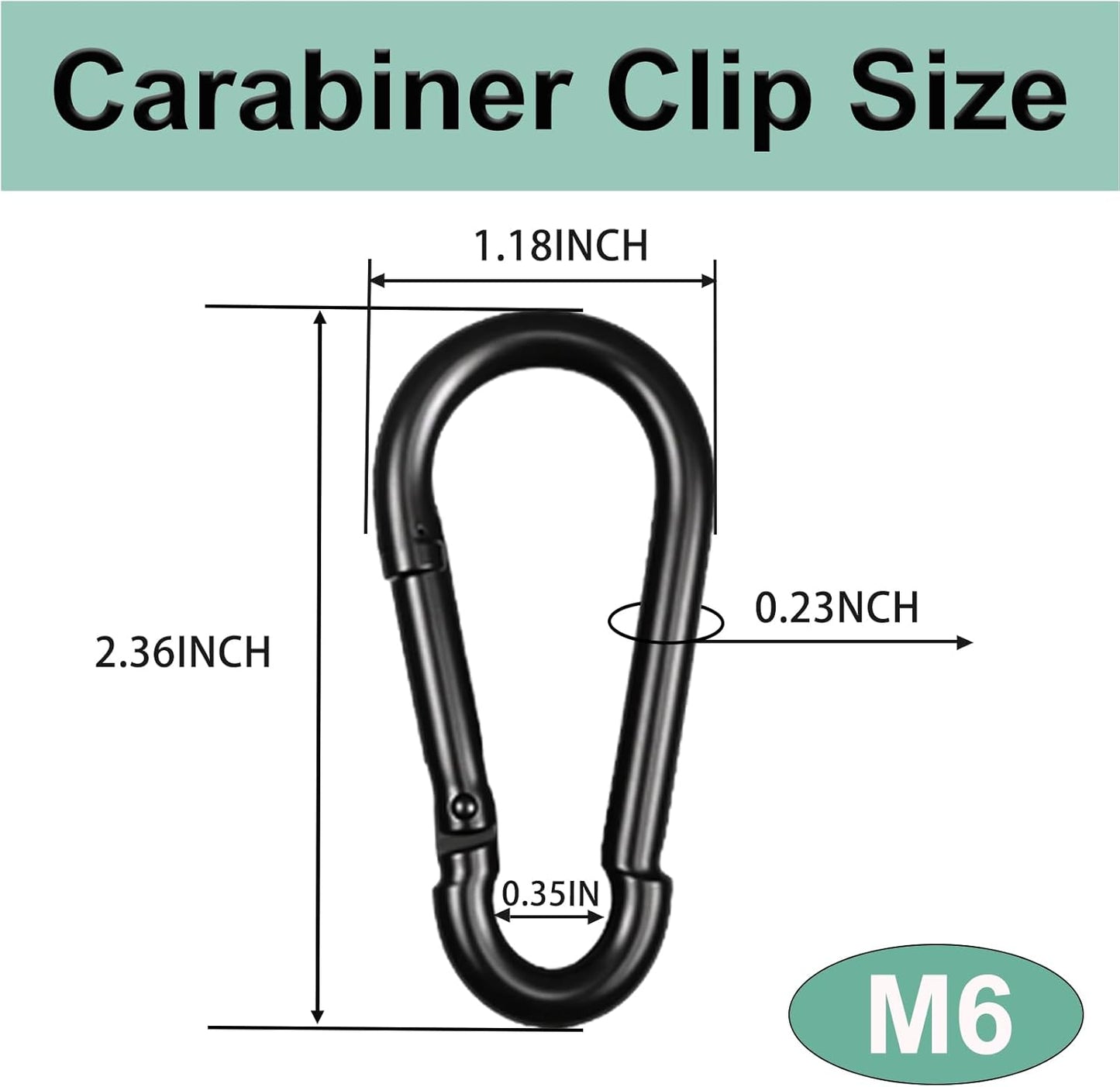 Mosquetón negro acero galvanizado 1350lb M6 2.36pulg 200pzas