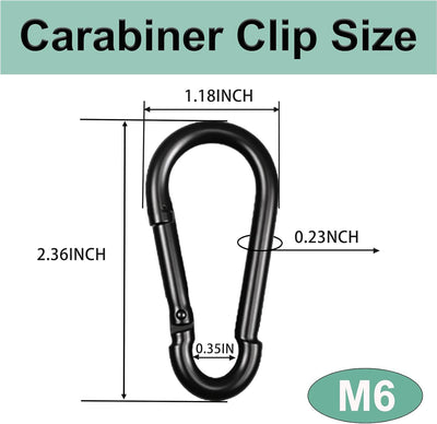 Mosquetón negro acero galvanizado 1350lb M6 2.36pulg 200pzas
