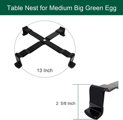 Soporte parrilla huevos verdes mesa Kamado