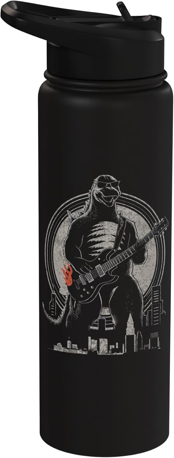 Botella de agua acero inoxidable con diseño guitarra vintage