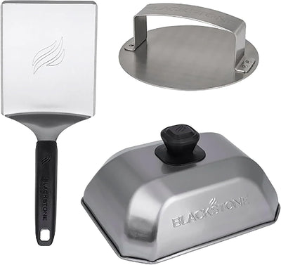 Kit 3 Pzas para Hamburguesas Acero Inox Espátula Volteadora