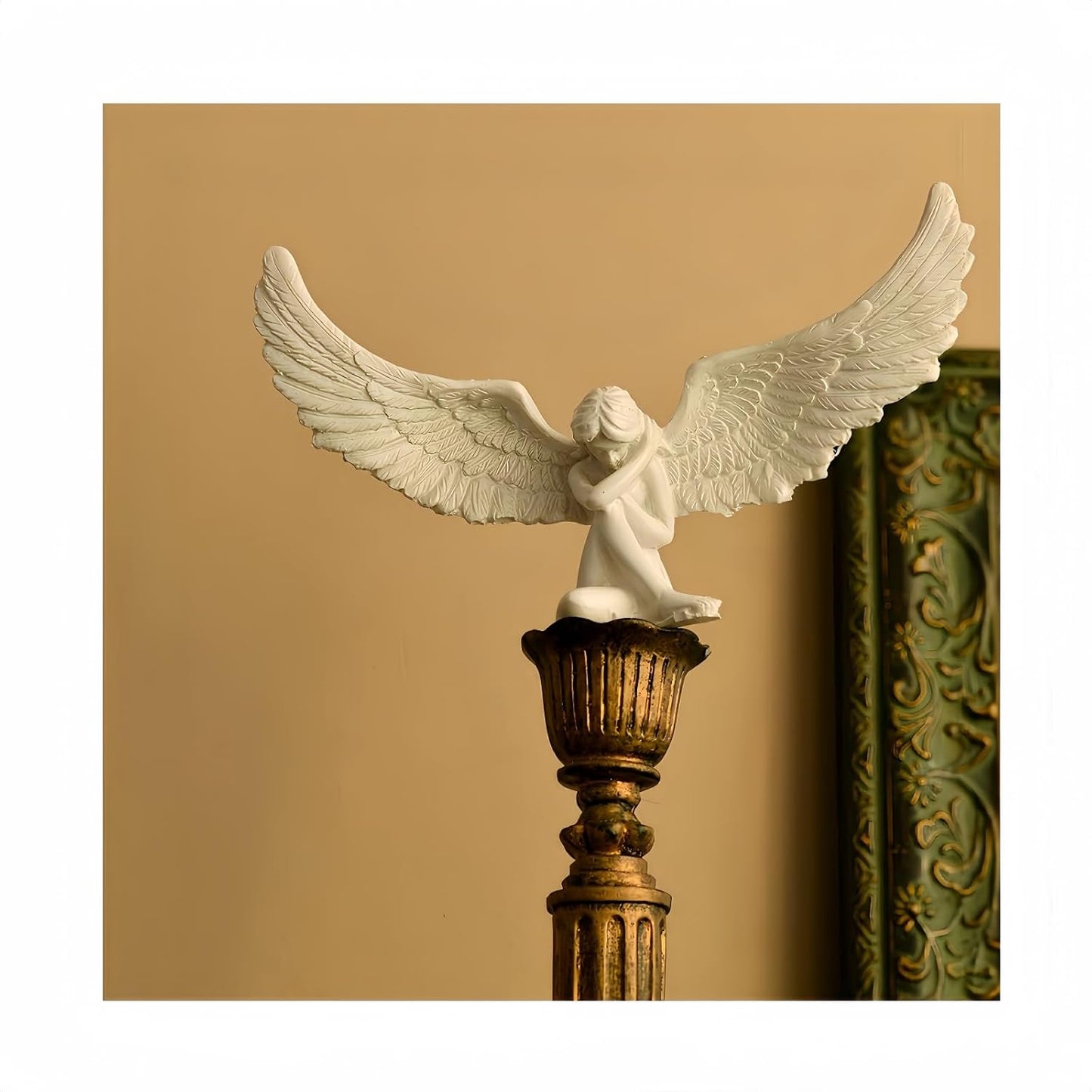 Estatua ángel resina decoración hogar blanco