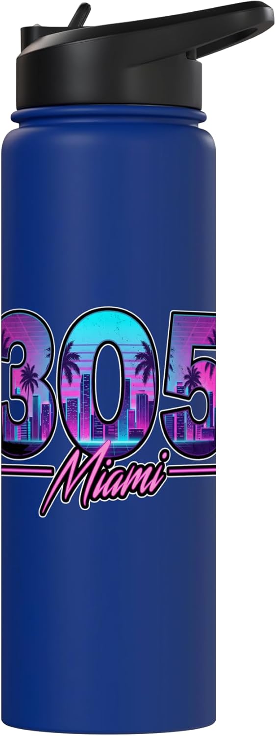 Botella de agua aislada de acero inoxidable Retro Miami