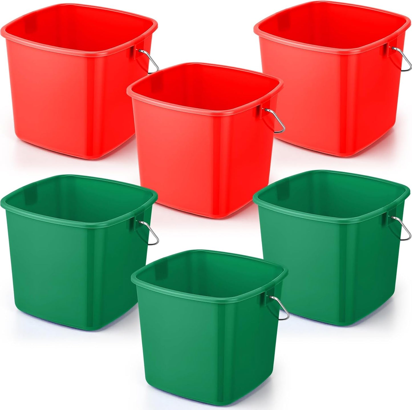 6 Cubos Plástico 3qt con Asas para Limpieza Hogar