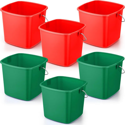 6 Cubos Plástico 3qt con Asas para Limpieza Hogar