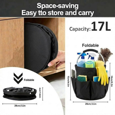 Carrito limpieza 17L bolsa 600D plegable 6 bolsillos negro