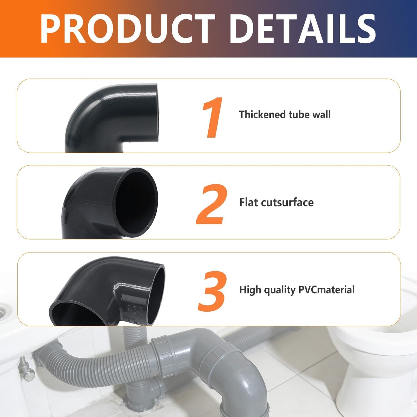 2 Pzas Codo PVC Gris 1-1/2" Schedule 40
