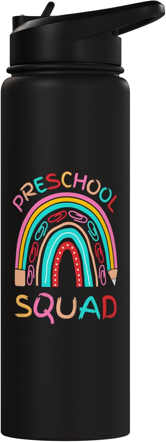 Botella de agua acero inoxidable para niños retro Preschool Squad