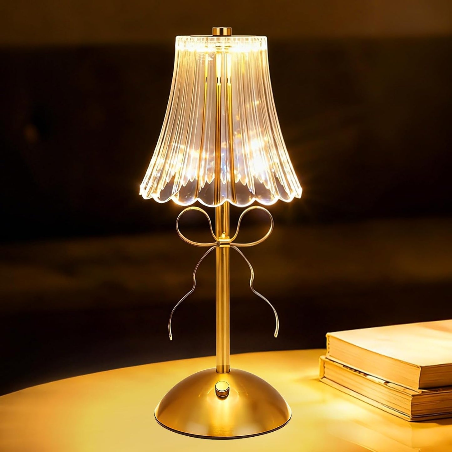 Lámpara mesa recargable dorada inalámbrica tactil led 3 colores
