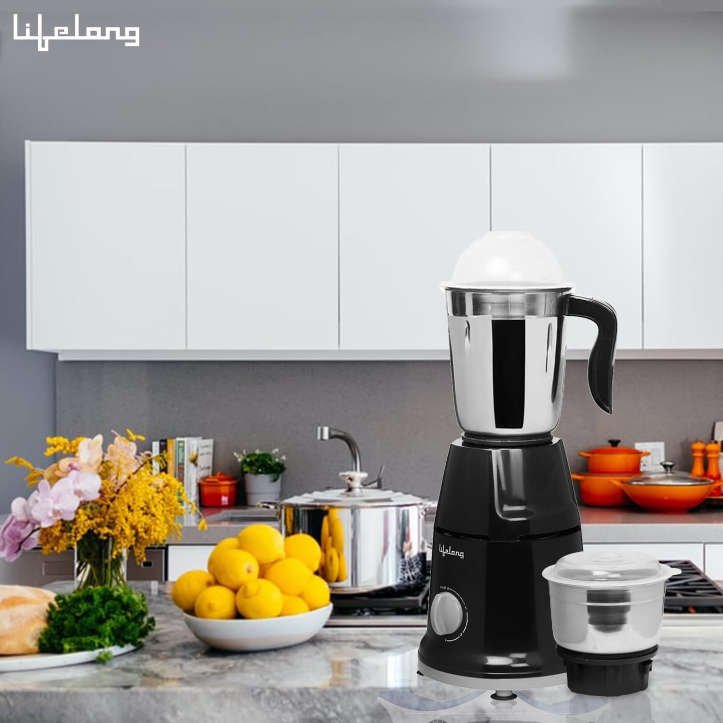 Mezcladora de cocina con 2 recipientes acero inox 500W