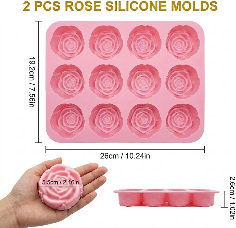 Moldes de silicona rosa para chocolate y cubos de hielo de fresa