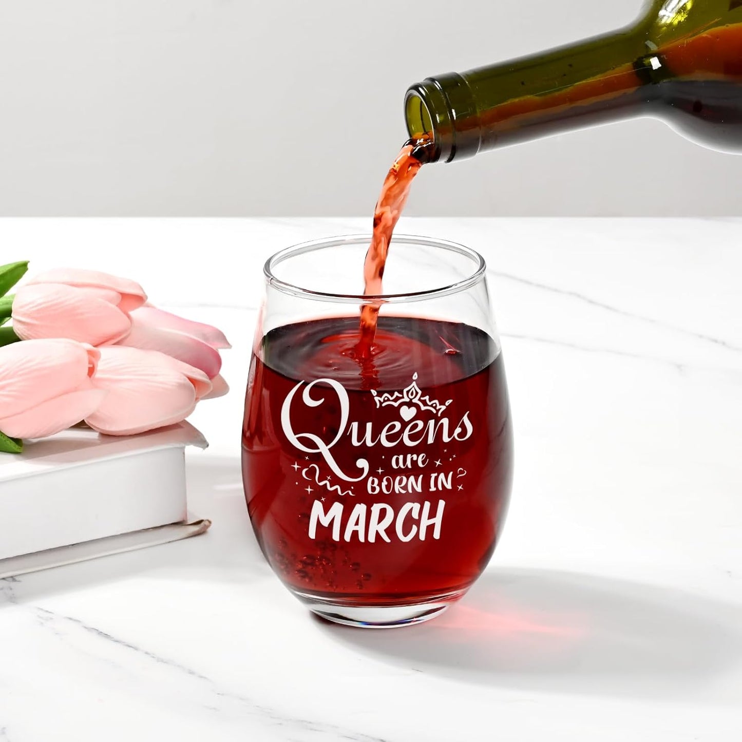 Regalo de cumpleaños para mujer Copa de vino Queens Are Born