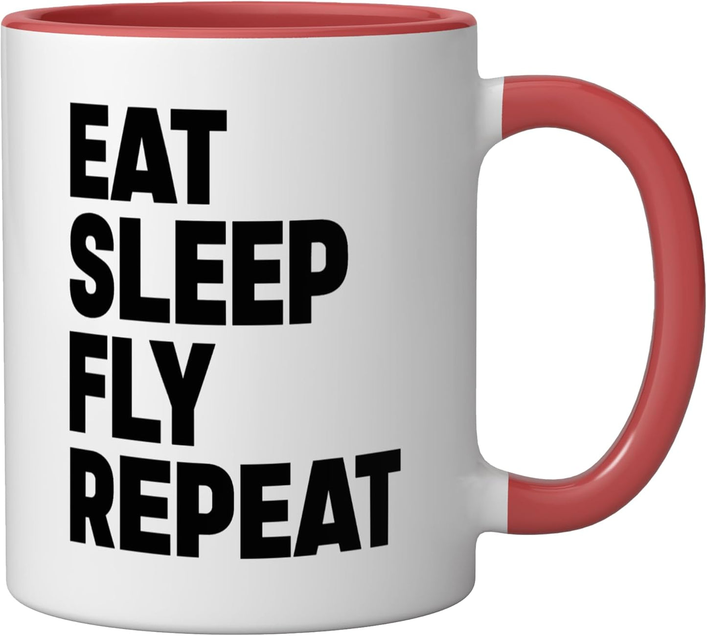 Taza Cerámica Eat Sleep Fly Repeat Roja/Blanca