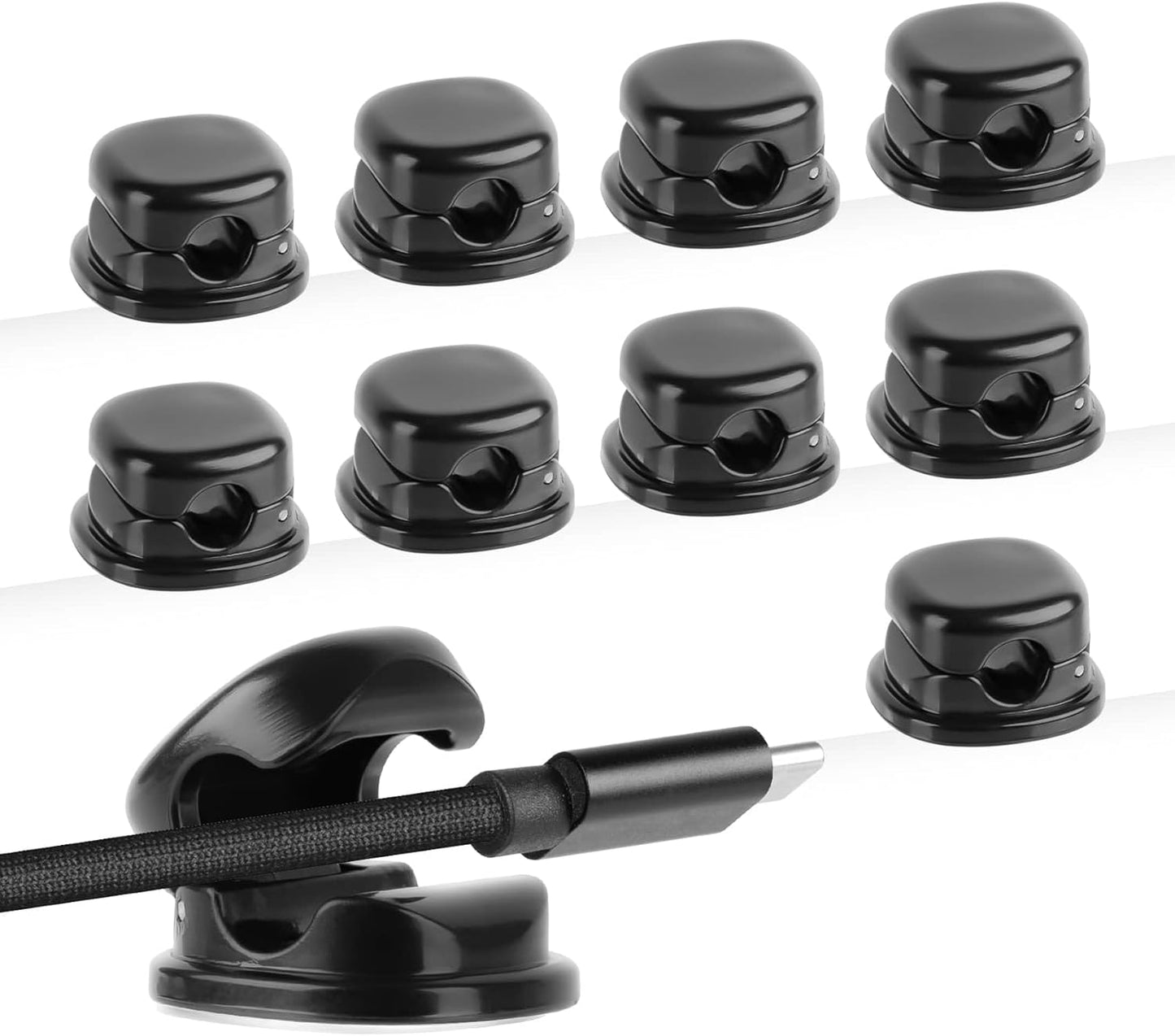 Soporte cables escritorio pack 9 clips resorte adhesivo