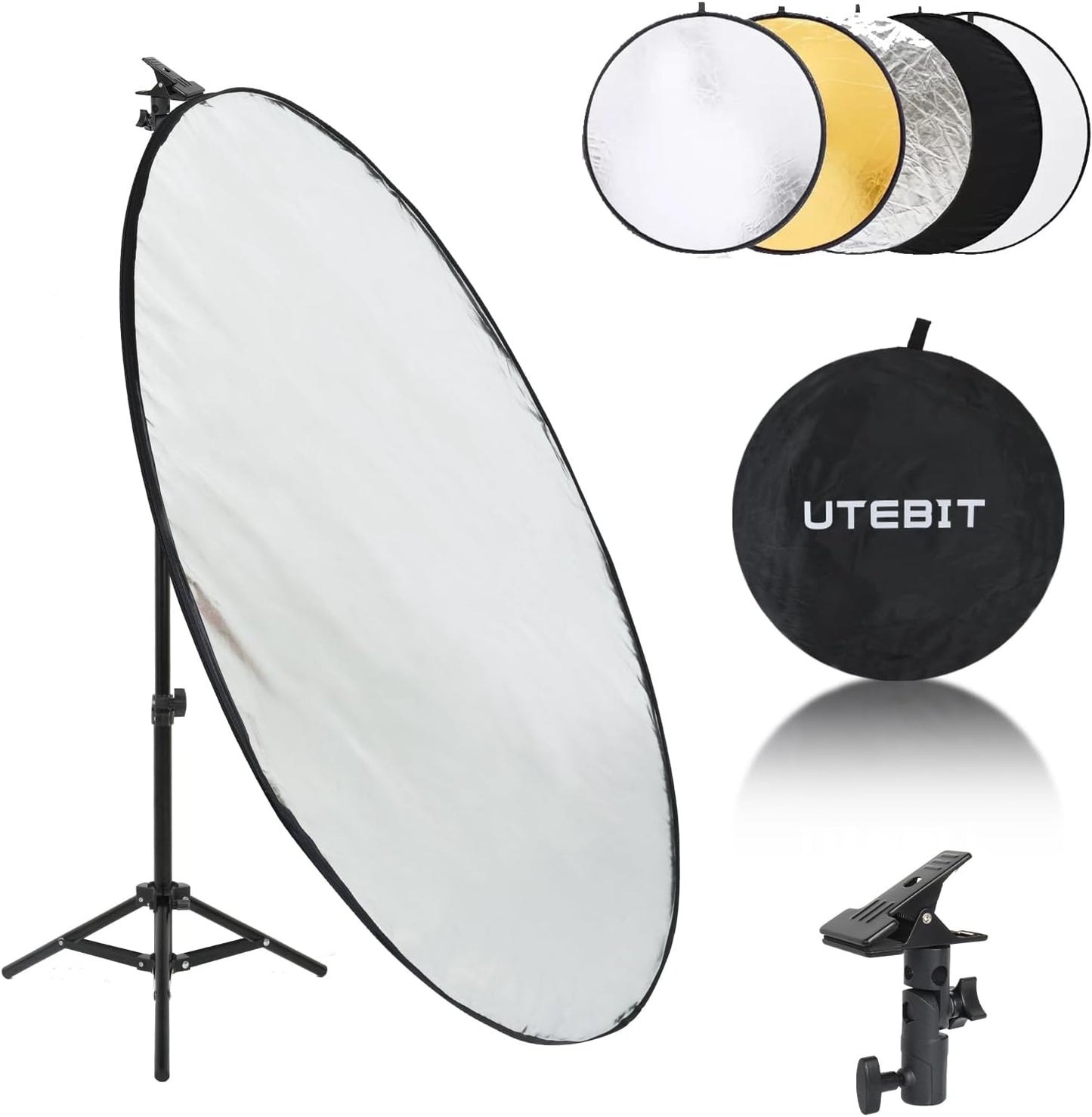 Kit Soporte Reflector Luz 80cm Difusor 5en1 Plegable