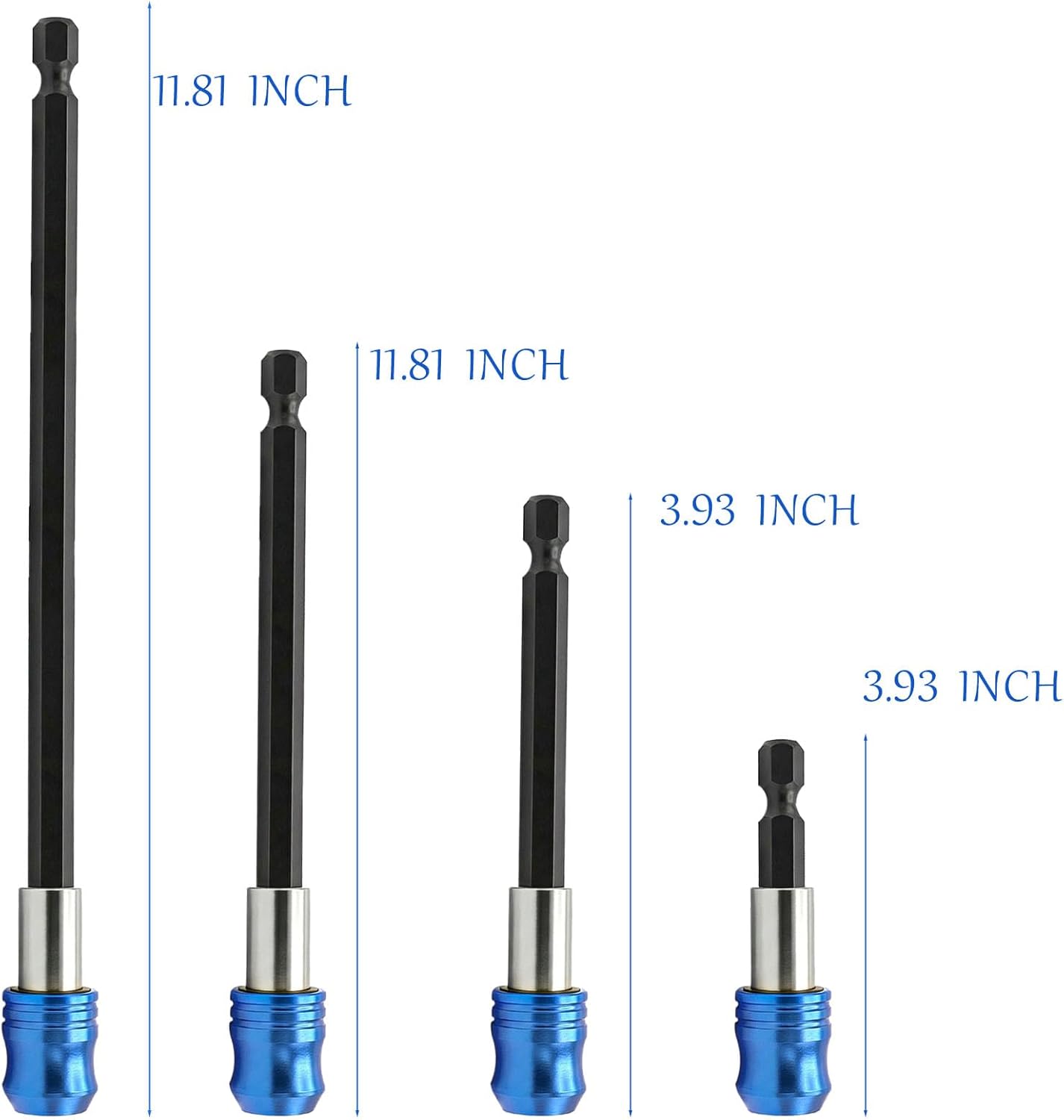 Set 4 extensiones broca soporte magnético acero cromo vanadio