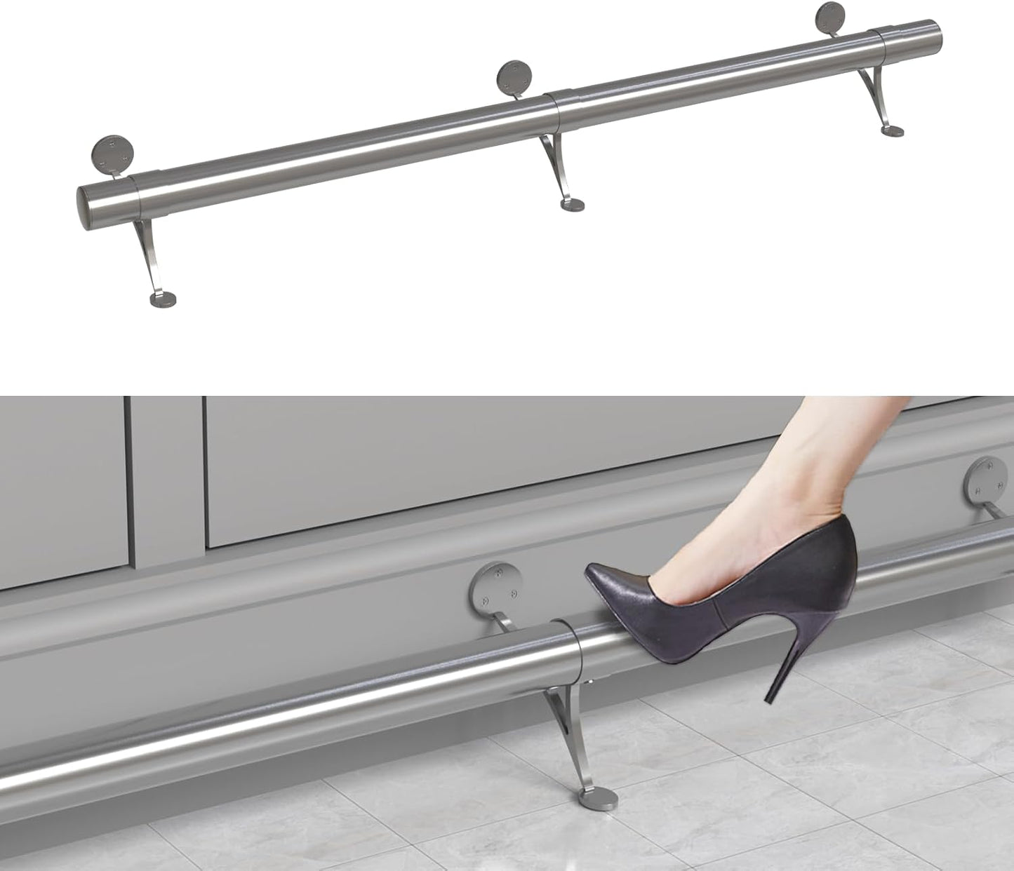 Kit riel pie barra 4-8ft acero inox completo