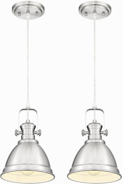 2 Luces Colgantes Isla Cocina 8pulg Metal Níquel Cepillado