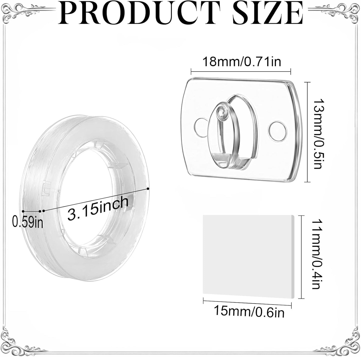Clips luz transparente adhesivos 656pulg