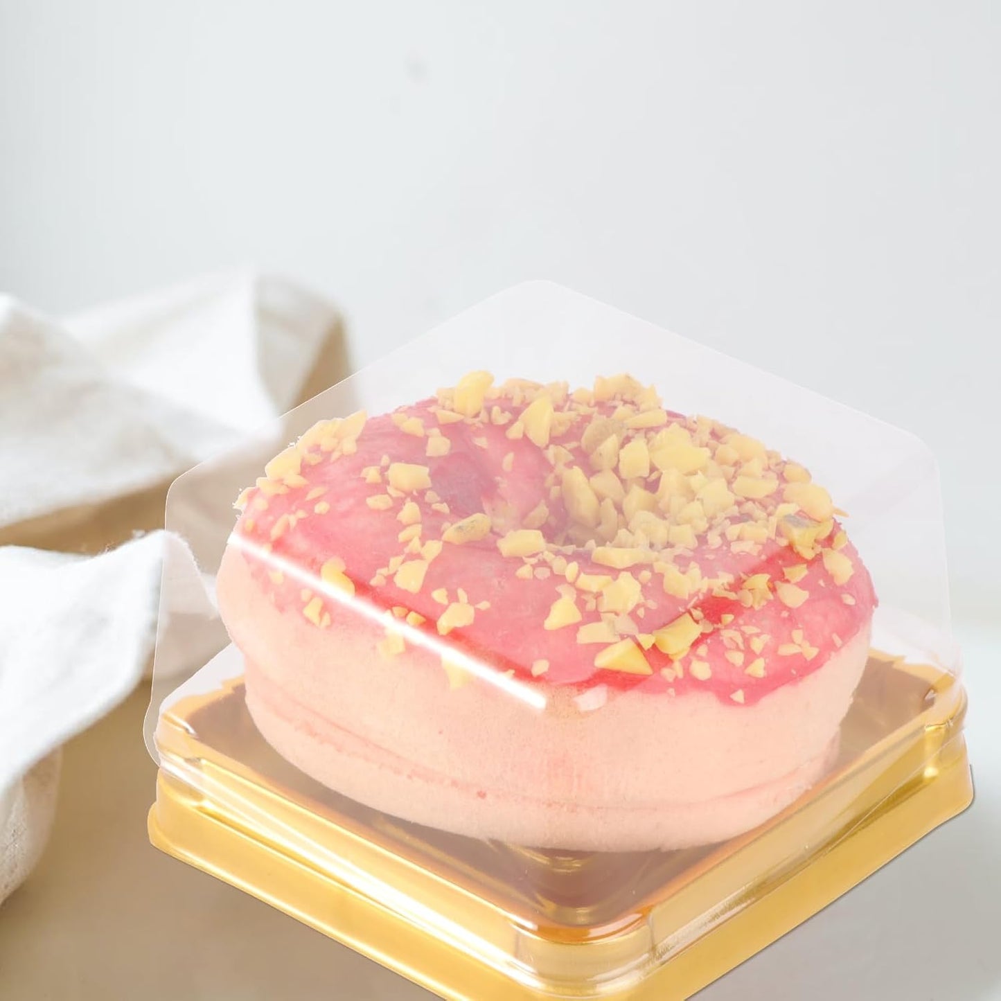 Caja de plástico transparente para tartas y pasteles con tapa