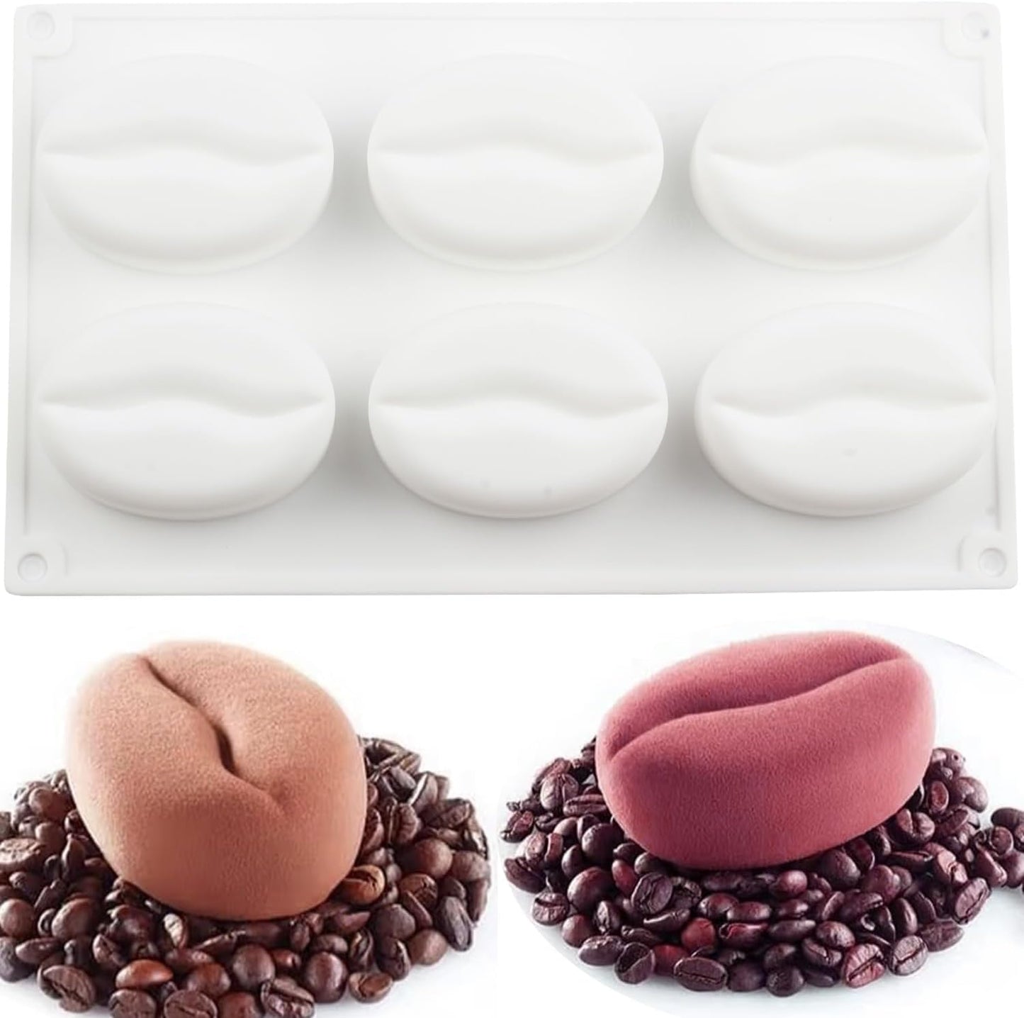Moldes de silicona para grano de café con 6 cavidades