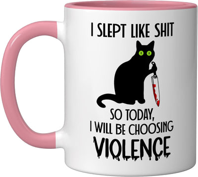 Taza de cerámica para gato con dibujo de violencia por mal sueño