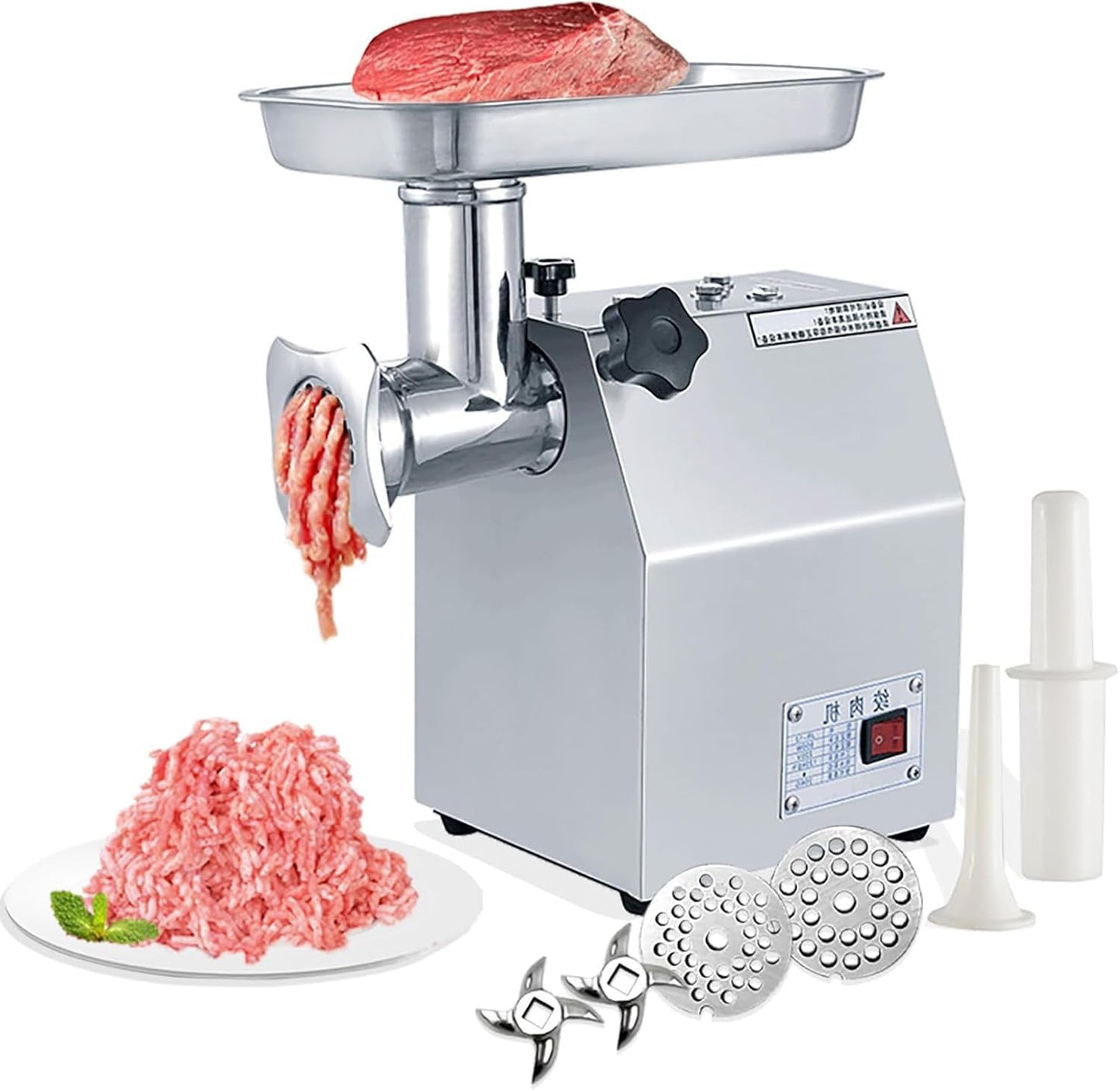 Picadora carne acero inox 800W 265lb/h con cuchillas