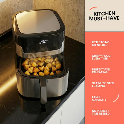 Freidora aire acero inox 8L 1500W pantalla tactil