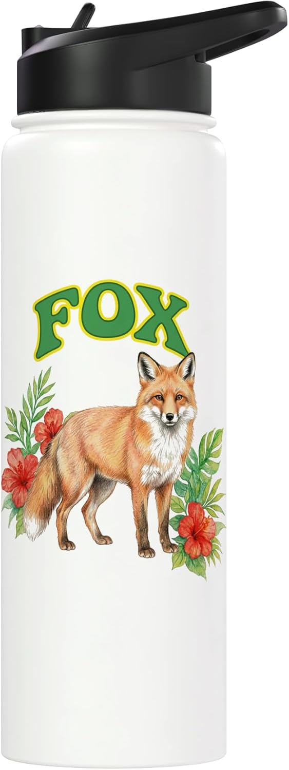 Botella de agua acero inoxidable estampado floral boho fox