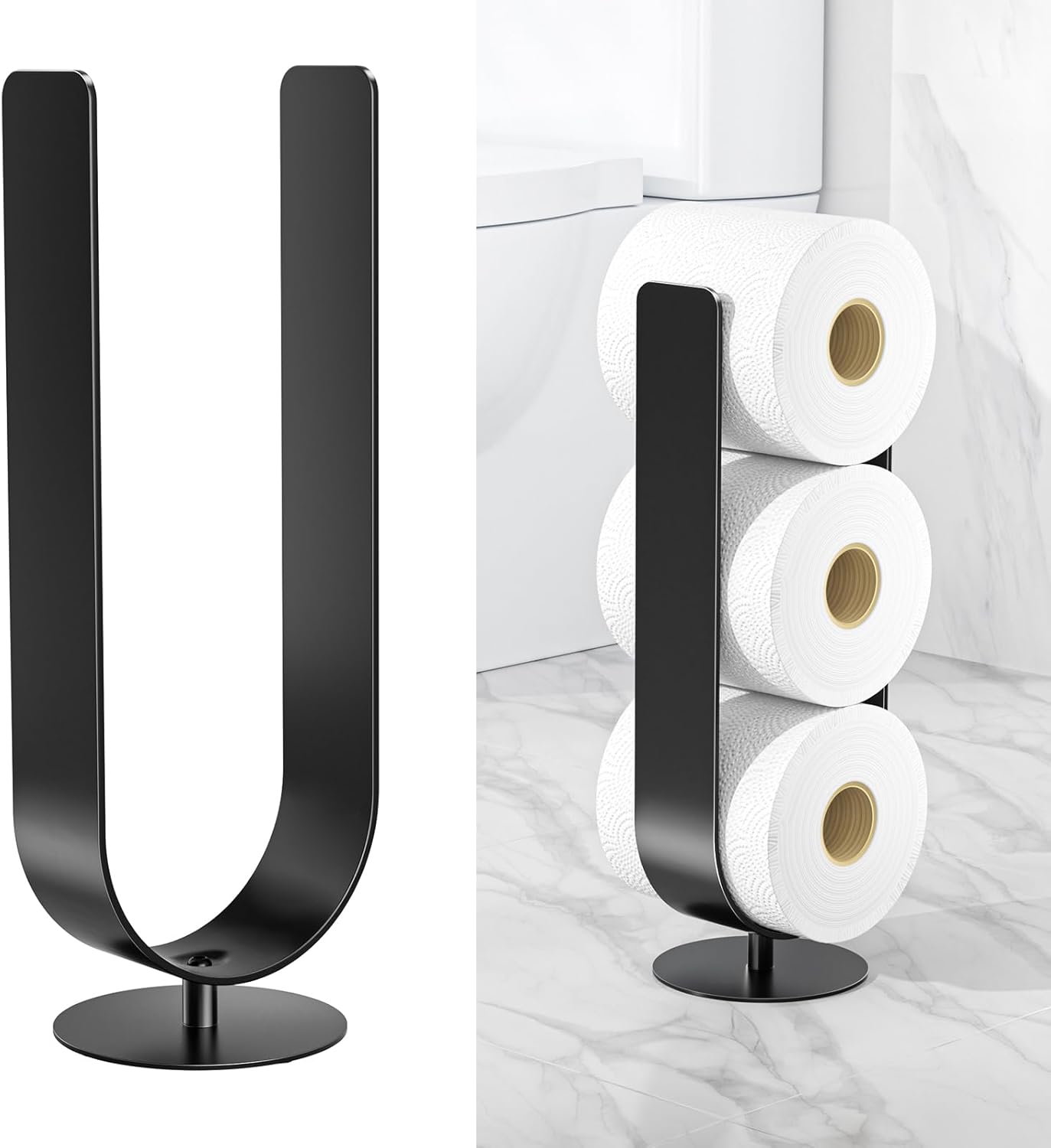 Soporte papel higiénico para 3 rollos metal negro
