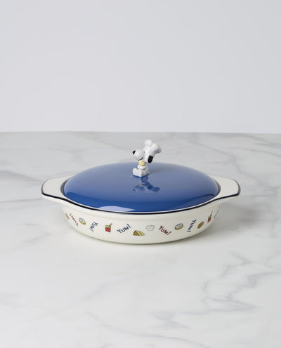 Cazuela cubierta Snoopy de porcelana apta para horno y lavavajillas